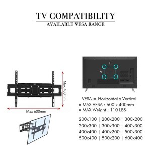 LEADZM 32-70 Inch Double Pendulum Large Base TV Stand Tmds-101 Bearing 50Kg/Vese600*400/Upper And Lower-10~ 10°