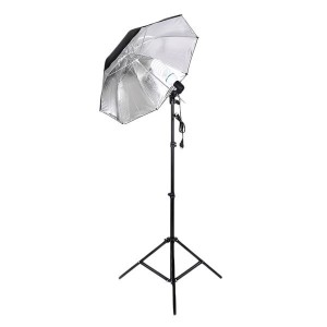 Vamery 135W Silver Black Umbrellas with Background Stand Non-Woven Fabric (Black & White & Green) Set UK